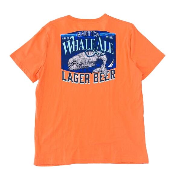 NWT Nautica Men's Peach/Orange Whale Ale Graphic Short Sleeve T-Shirt - SIZE M - Picture 2 of 8